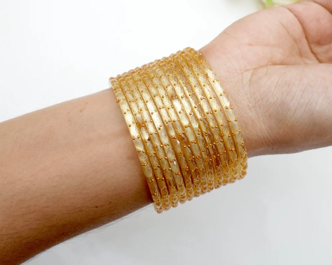 Crystal Cut Raindrop Glass Bangles