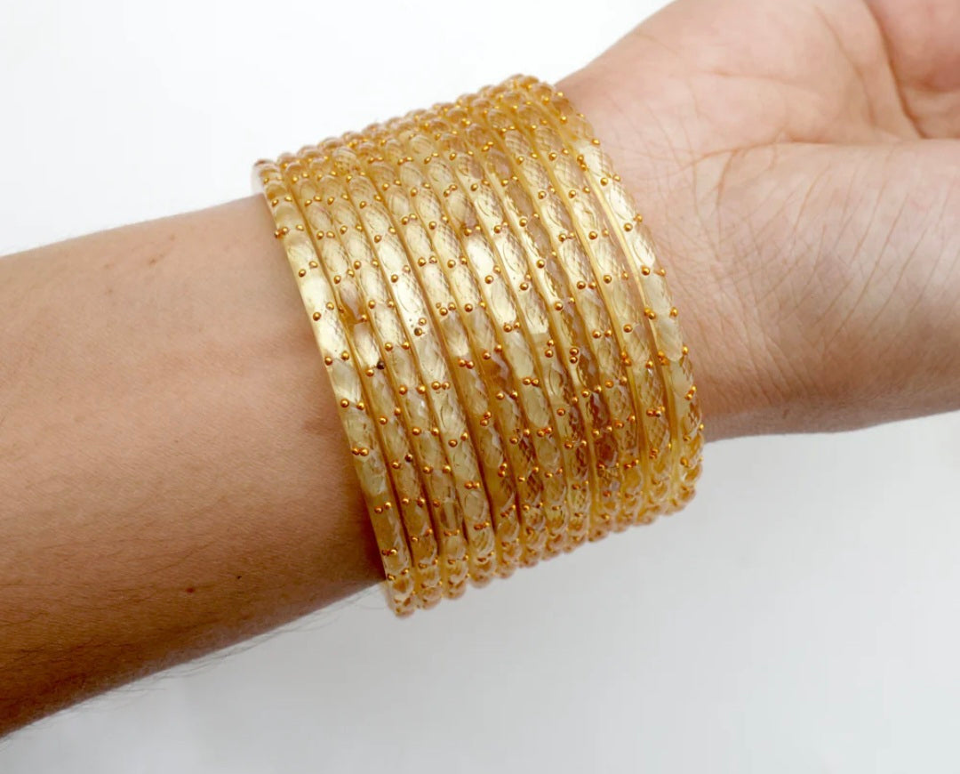 Crystal Cut Raindrop Glass Bangles